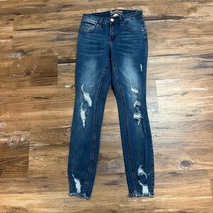 Blue Distressed Women's Boyfriend Fit  Jeans